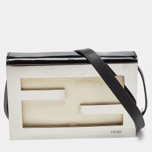 Pre Owned Fendi Multicolor Patent and Leather Metal FF Flap Bag