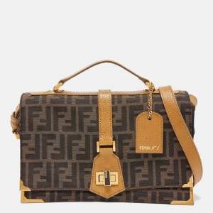 Pre Owned  Fendi Beige/Brown Zucca Canvas Classico No. 1 Satchel