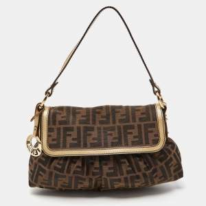 Pre Owned Fendi Tobacco Zucca Canvas Small Chef Shoulder Bag