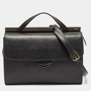 Pre Owned Fendi Black Leather Small Demi Jour Top Handle Bag