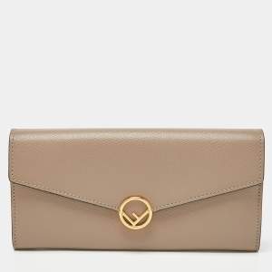 Fendi Taupe Leather F is Fendi Continental Wallet
