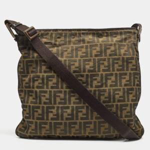 Pre Owned Fendi Tobacco Zucca Canvas and Leather Messenger Bag