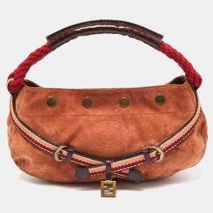 Pre Owned Fendi Brown Suede Rope handle Hobo