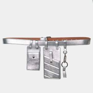 Fendi Silver Leather Multi Pouch Belt Bag 