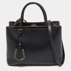 Pre Owned Fendi Black Leather Small 2Jours Tote