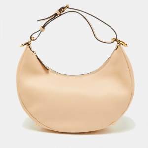 Pre Owned Fendi Beige Leather Small Fendigraphy Hobo