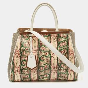 Pre Owned Fendi Multicolor  Watersnake Leather Medium 2Jours Tote