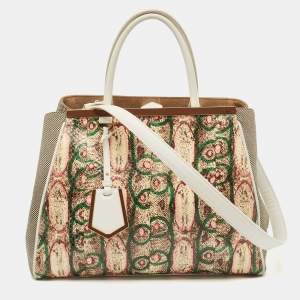 Fendi Multicolor  Watersnake Leather Medium 2Jours Tote