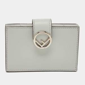Pre Owned Fendi Pale Blue Leather F is Fendi Card Holder 