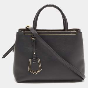 Pre Owned Fendi Black Leather Small 2Jours Tote