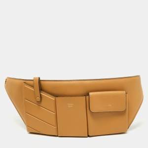 Fendi Beige Leather and Mesh 3 Pockets Belt Bag