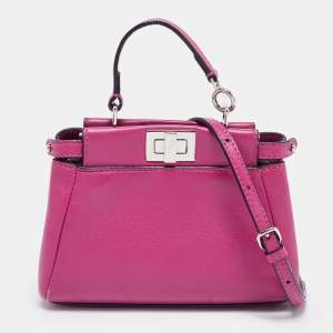 Fendi Fuchsia Leather Micro Peekaboo Crossbody Bag