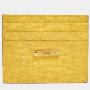 Pre Owned Fendi Yellow Leather Card Holder