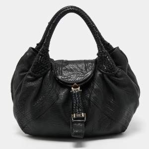 Pre Owned Fendi Black Nappa Leather Spy Bag