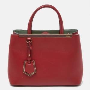 Pre Owned Fendi Red Leather Small 2Jours Tote