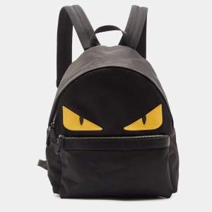 Fendi Yellow/Black Nylon And Leather Monster Backpack