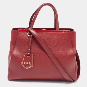 Pre Owned Fendi Red Leather Medium 2Jours Tote