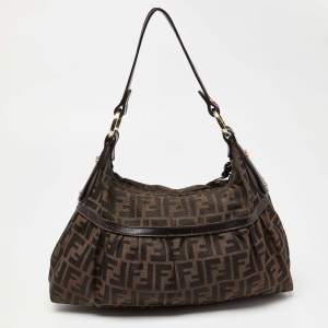 Pre Owned Fendi Tobacco Zucca Canvas and Leather Chef Shoulder Bag