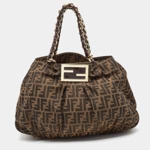 Pre Owned Fendi Tobacco Zucca Canvas Mia Shoulder Bag