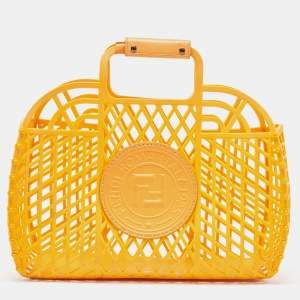 Fendi Orange Plastic Medium Basket Tote