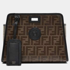 Pre Owned Fendi Brown/Black Zucca Coated Canvas Peekaboo Defender Cover