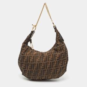 Pre Owned Fendi Tobacco Zucca Canvas and Leather Chef Chain Hobo