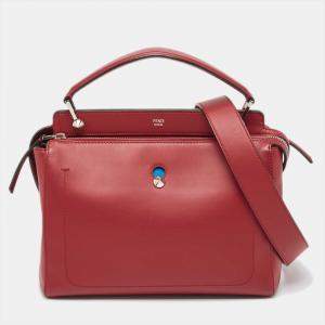 Pre Owned Fendi Red Leather Dotcom Top Handle Bag