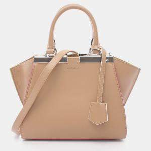Fendi Mini Troisours Handbag Leather Light brown 2WAY