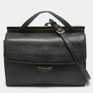 Pre Owned Fendi Black Leather Small Demi Jour Top Handle Bag