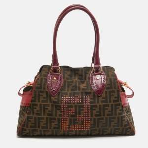 Pre Owned Fendi Multicolor Zucca Canvas and Leather Medium Chef De Jour Bag