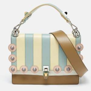 Fendi Multicolor Scalloped Leather Medium Striped Kan I Shoulder Bag