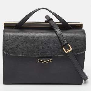 Pre Owned Fendi Black Leather Small Demi Jour Top Handle Bag