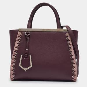 Fendi Plum/Pink Leather Petite Whipstitch 2jours Tote