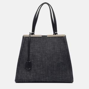 Pre Owned Fendi Dark Blue Denim Large 3Jours Tote