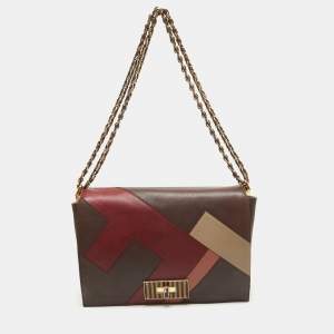 Fendi Multicolor Leather Large Claudia Colorblock Shoulder Bag