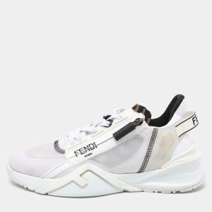 Pre Owned Fendi White Mesh and Suede Flow Low Top Sneakers Size 38