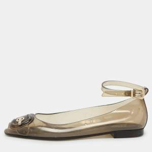 Fendi Transparent Jelly Peep Toe Ankle Strap Ballet Flats Size 38