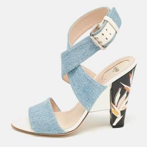 Fendi Blue Denim Ankle Strap Sandals Size 40