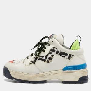 Fendi Multicolor Leather and Mesh T-Rex Low Top Sneakers Size 39