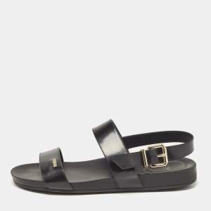 Fendi Black Patent Leather Strap Buckle Flats Size 40