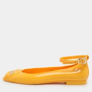 Fendi Yellow Jelly Peep Toe Ankle Strap Flat Sandals Size 38
