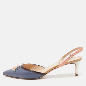 Fendi Multicolor Leather Studded Monster Slingback Sandals Size 41