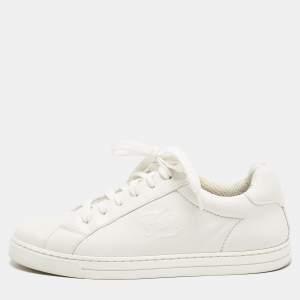 Fendi White Leather Lace Up Sneakers Size 36.5