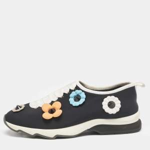 Fendi Black Neoprene Flowerland Slip On Sneakers Size 39