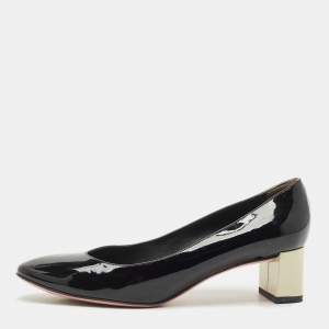 Fendi Black Patent Leather Eloise Round Toe Pumps Size 39.5