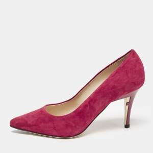 Fendi Magenta Pink Suede Pointed Toe Pumps Size 36