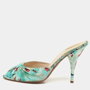 Fendi Multicolor Floral Printed Nylon Mules Size 39