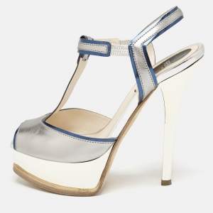 Fendi Metallic Multicolor Leather Fendista Platform Sandals Size 36