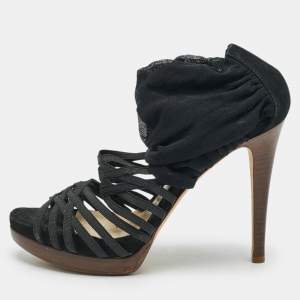 Fendi Black Elastic and Jersey Strappy Sandals Size 36