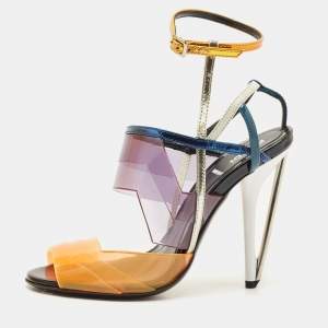 Fendi Multicolor PVC and Leather Iridia Sandals Size 36